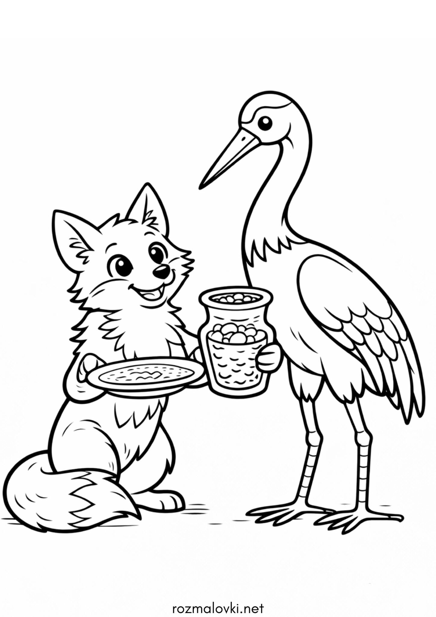 Раскраска Лисиця та Журавель