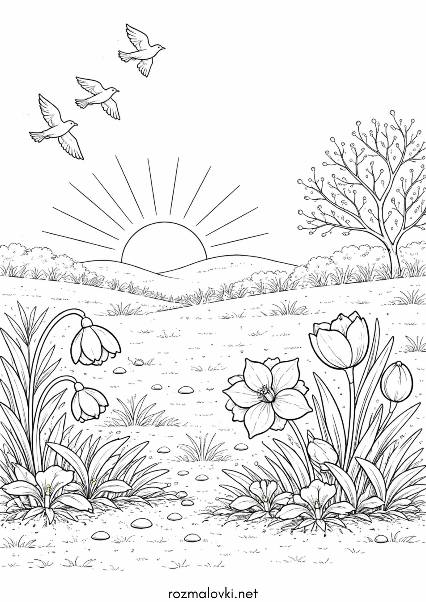 Раскраска Пейзаж весни