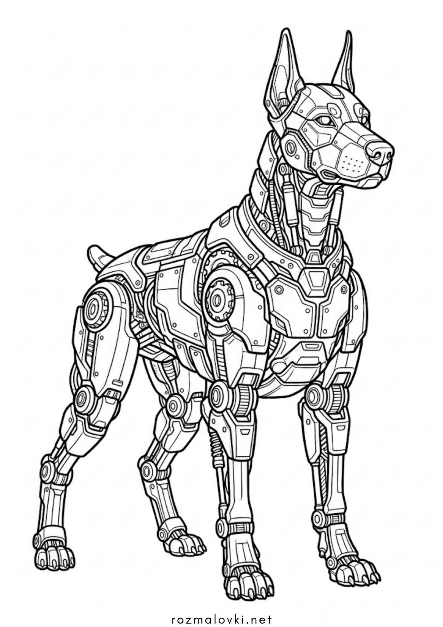 Раскраска Робот собака доберман Раскраска Робот собака доберман