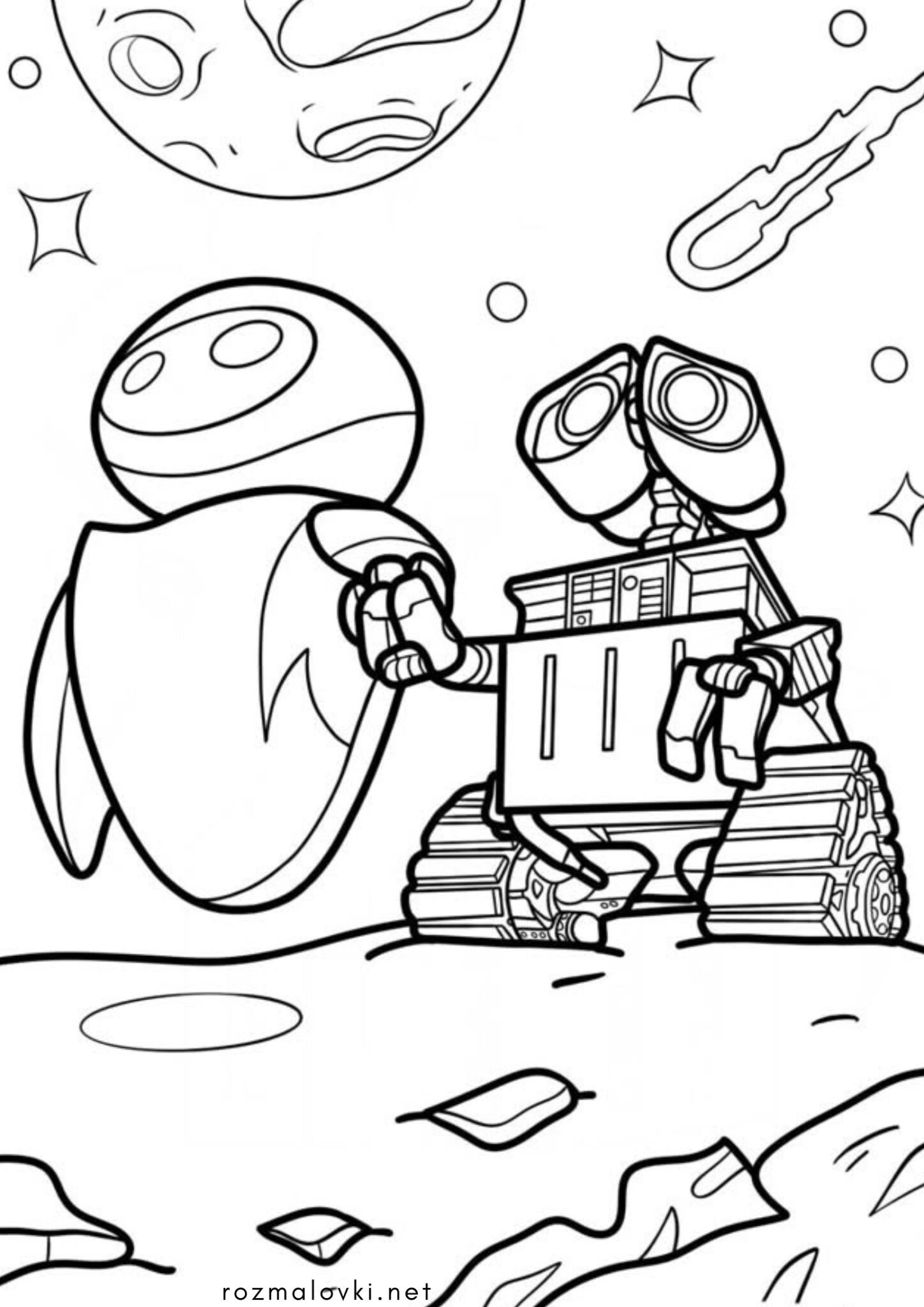 Раскраска Роботи ВАЛЛ-І та ЕВА