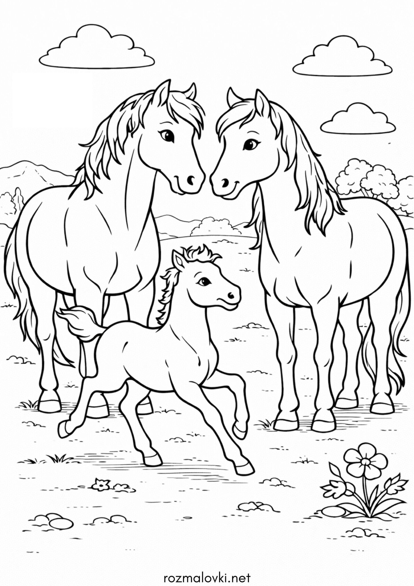 Раскраска Родина коней