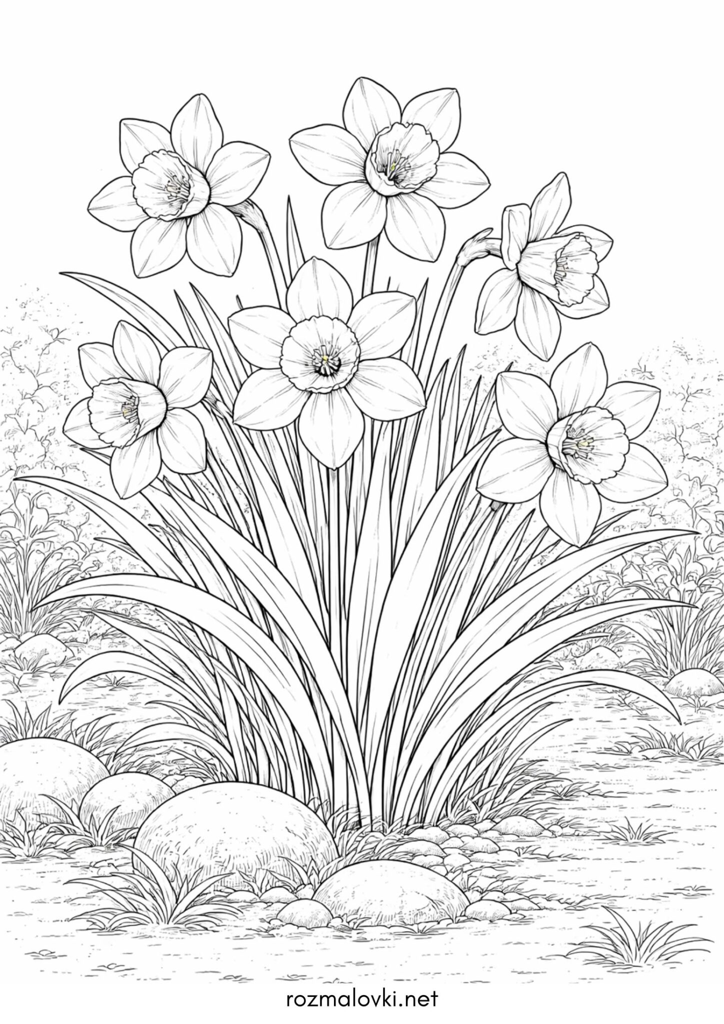 Раскраска Весна – квіти нарциси