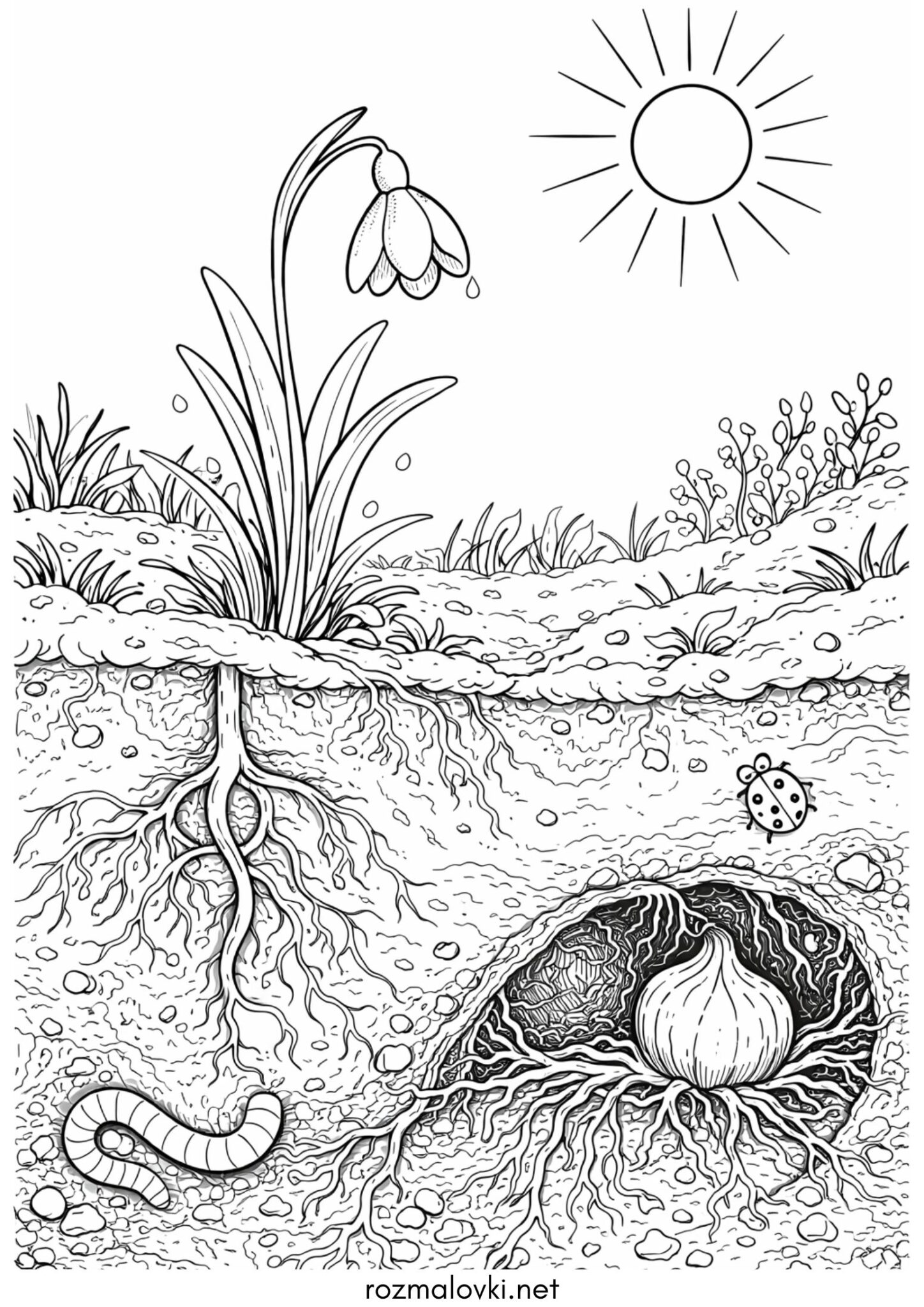 Раскраска Весна – пробудження природи