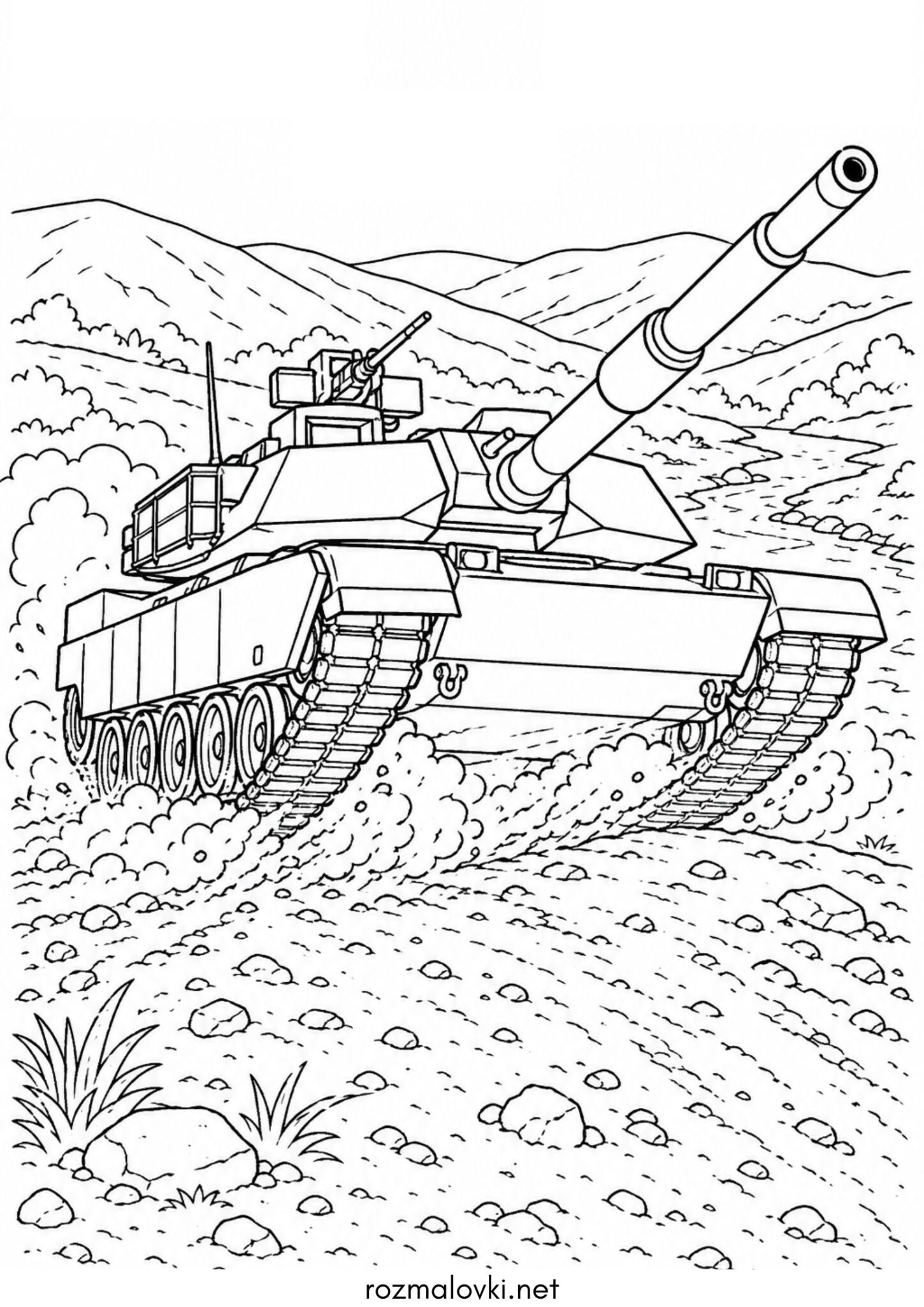 Раскраска Сучасний танк Абрамс