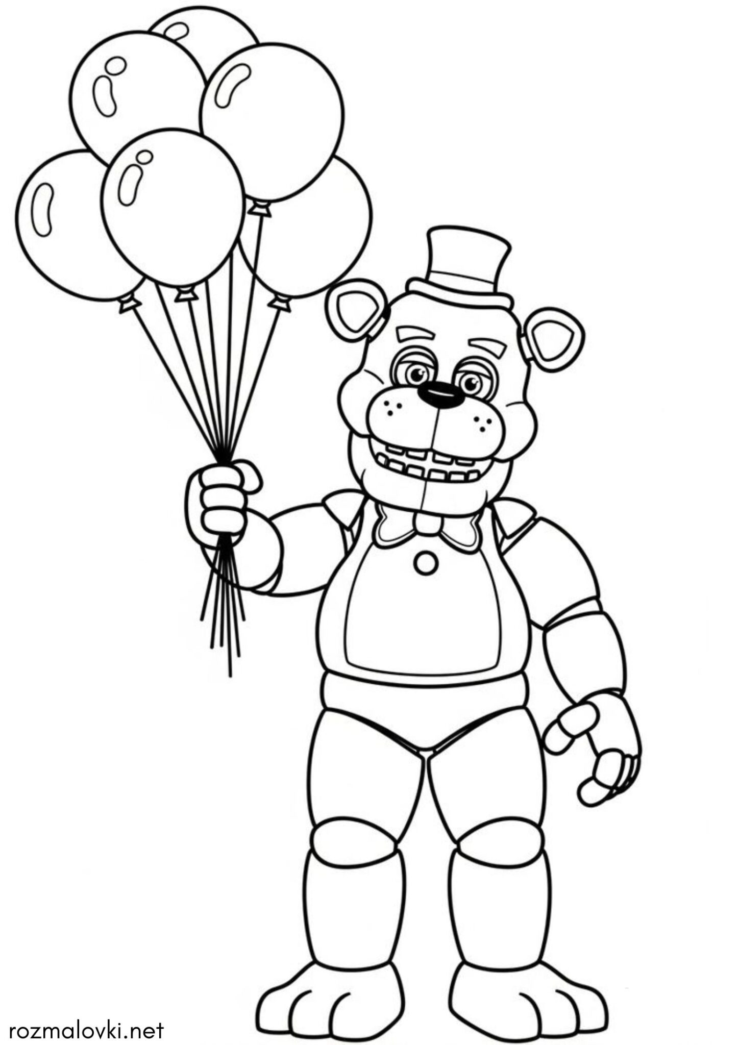 Раскраска Фредді з повітряними кульками (ФНаФ)