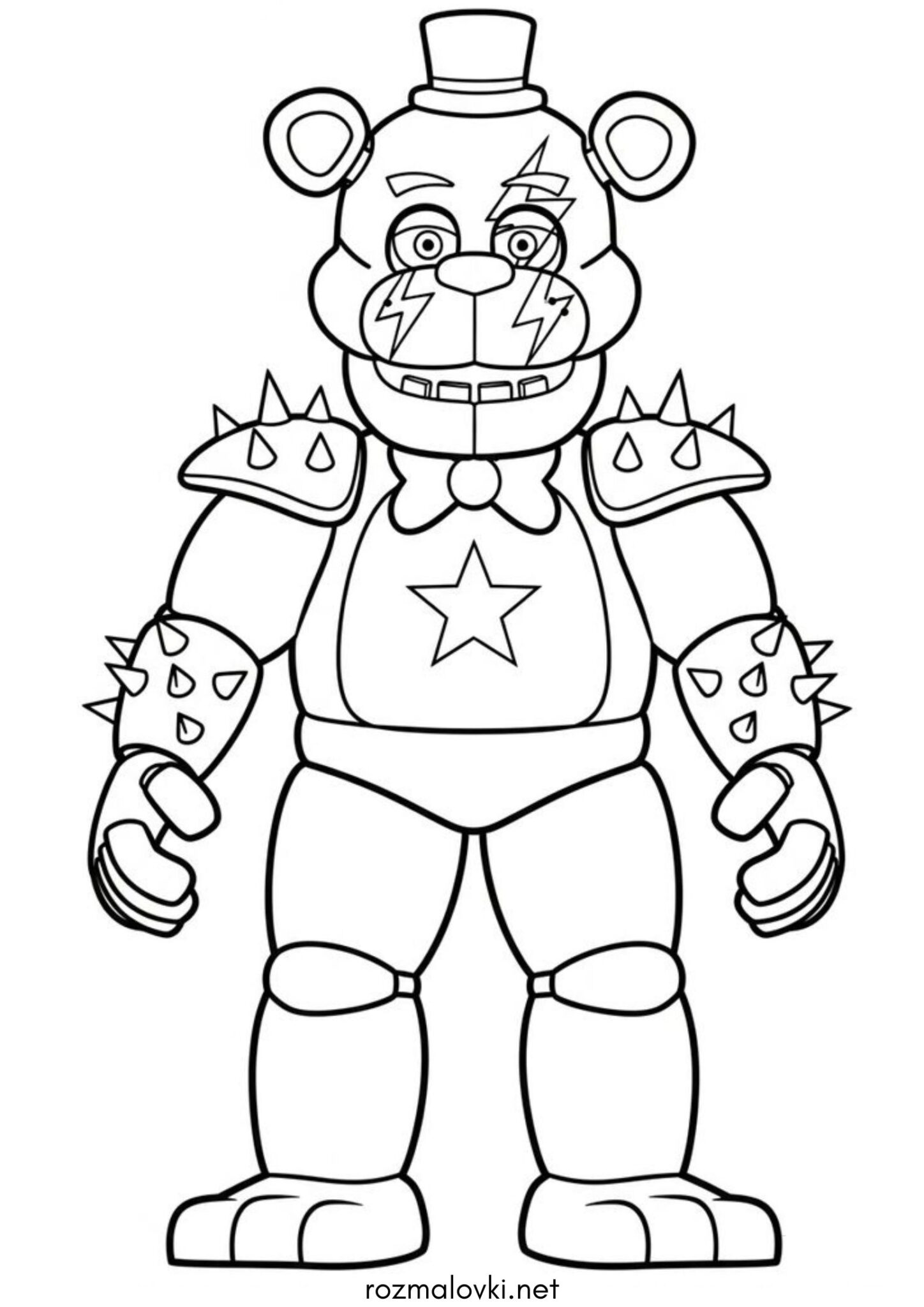 Раскраска Глемрок Фредді (Glamrock Freddy) з гри FNAF