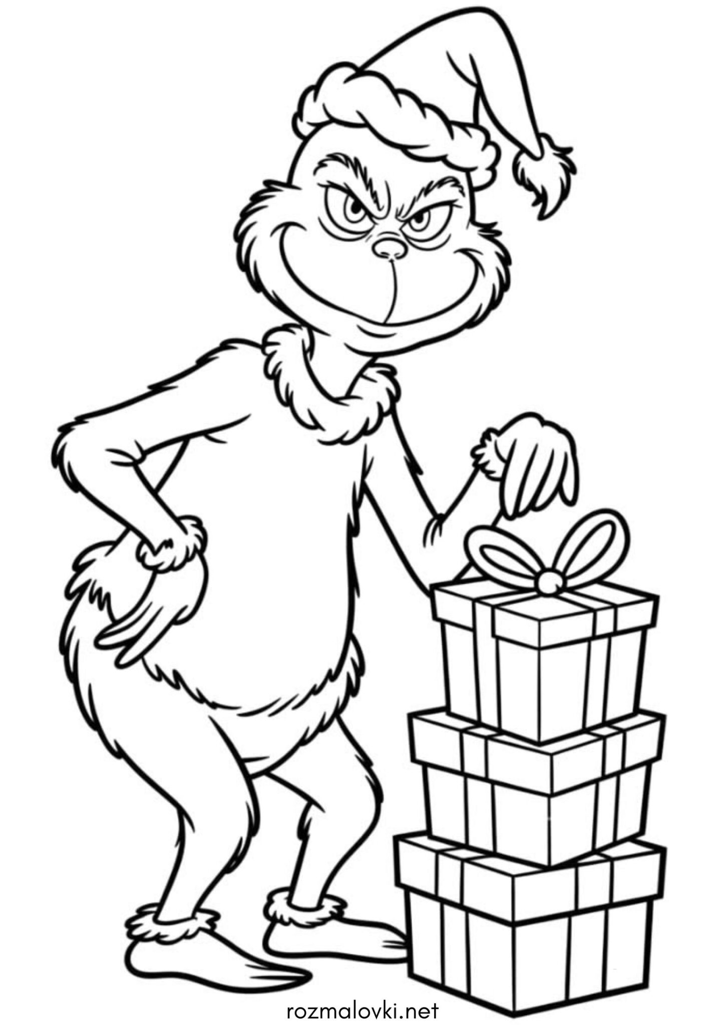 Раскраска Грінч та подарунки
