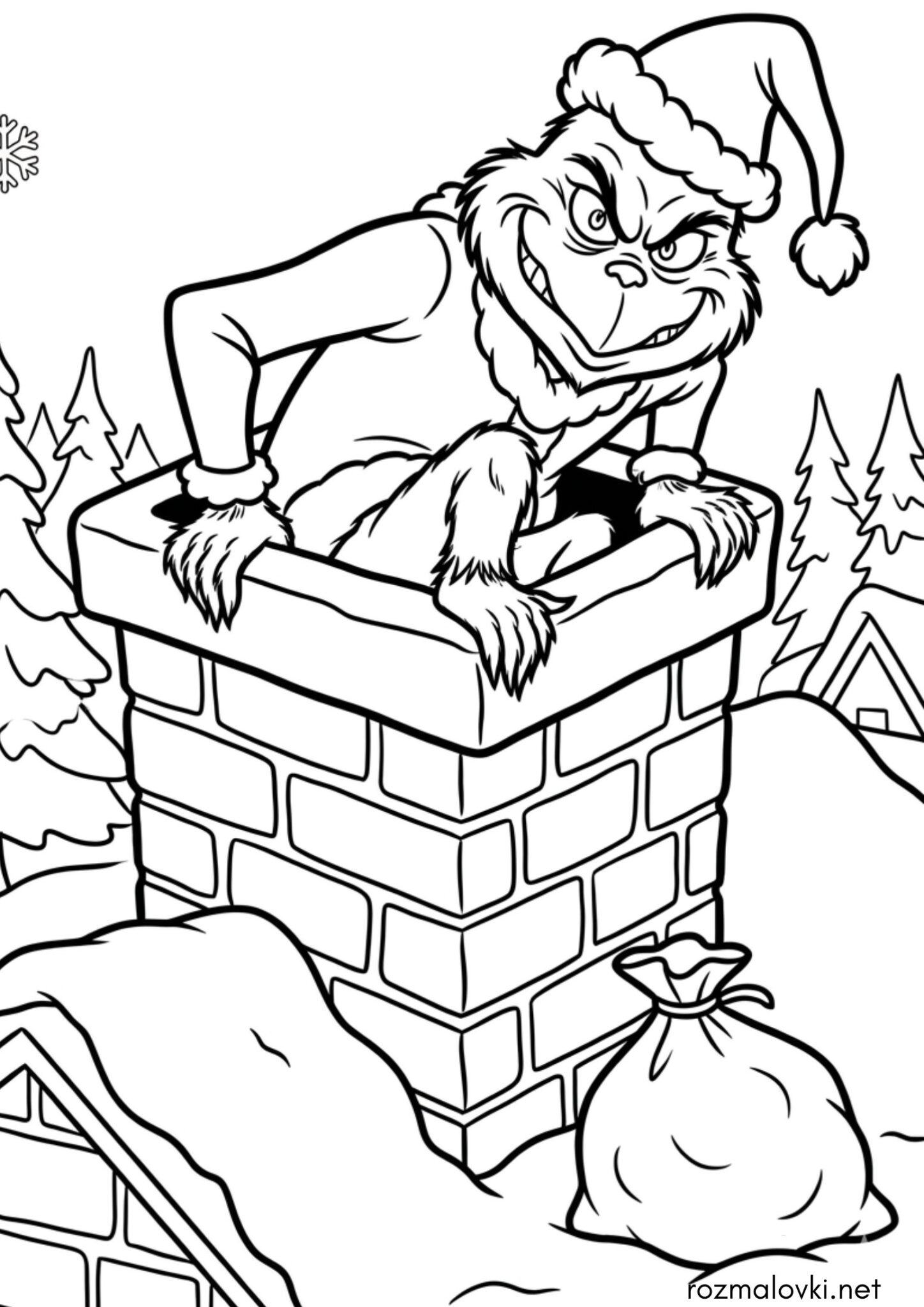 Раскраска Грінч у димоході