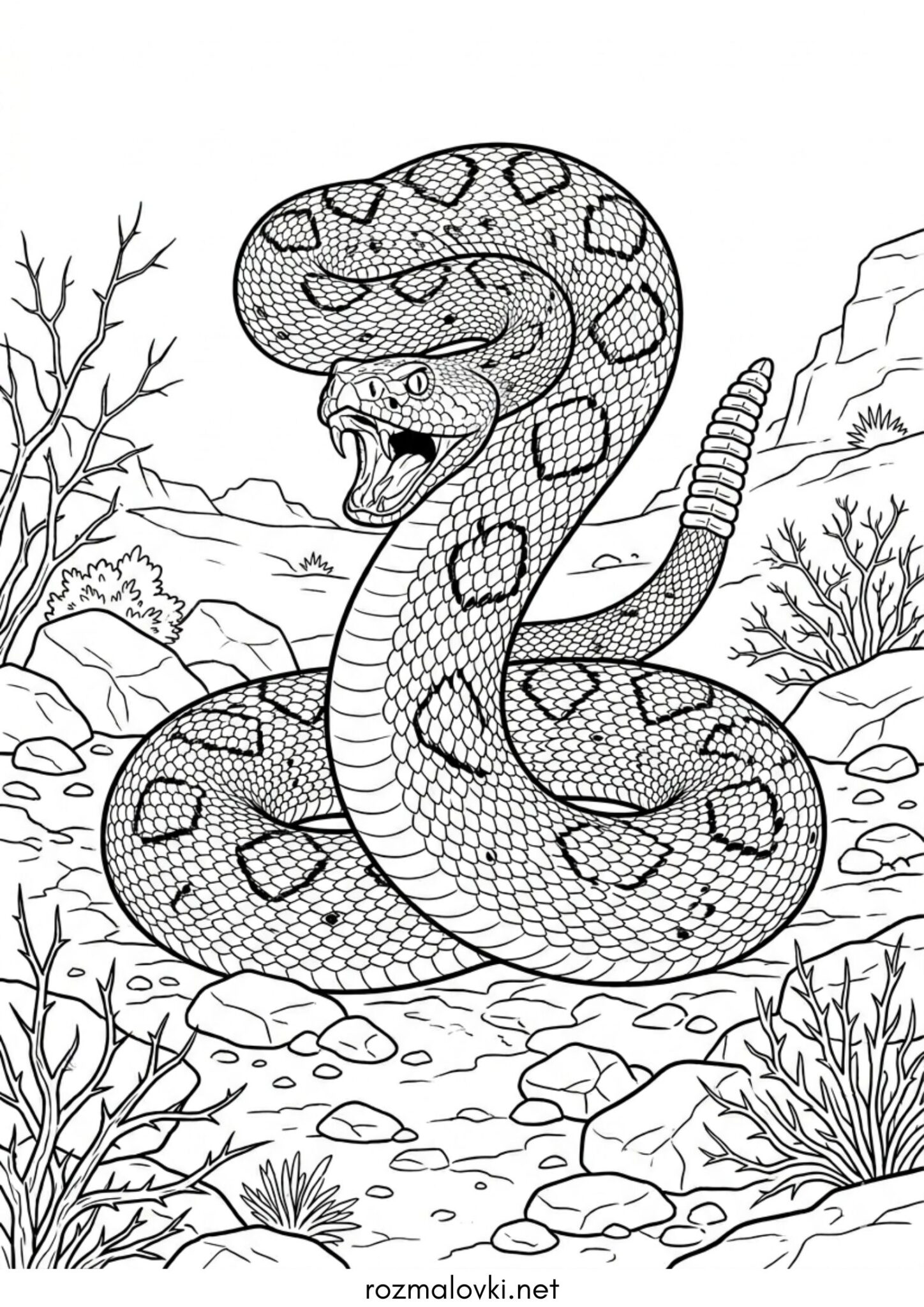 Раскраска Гримуча змія