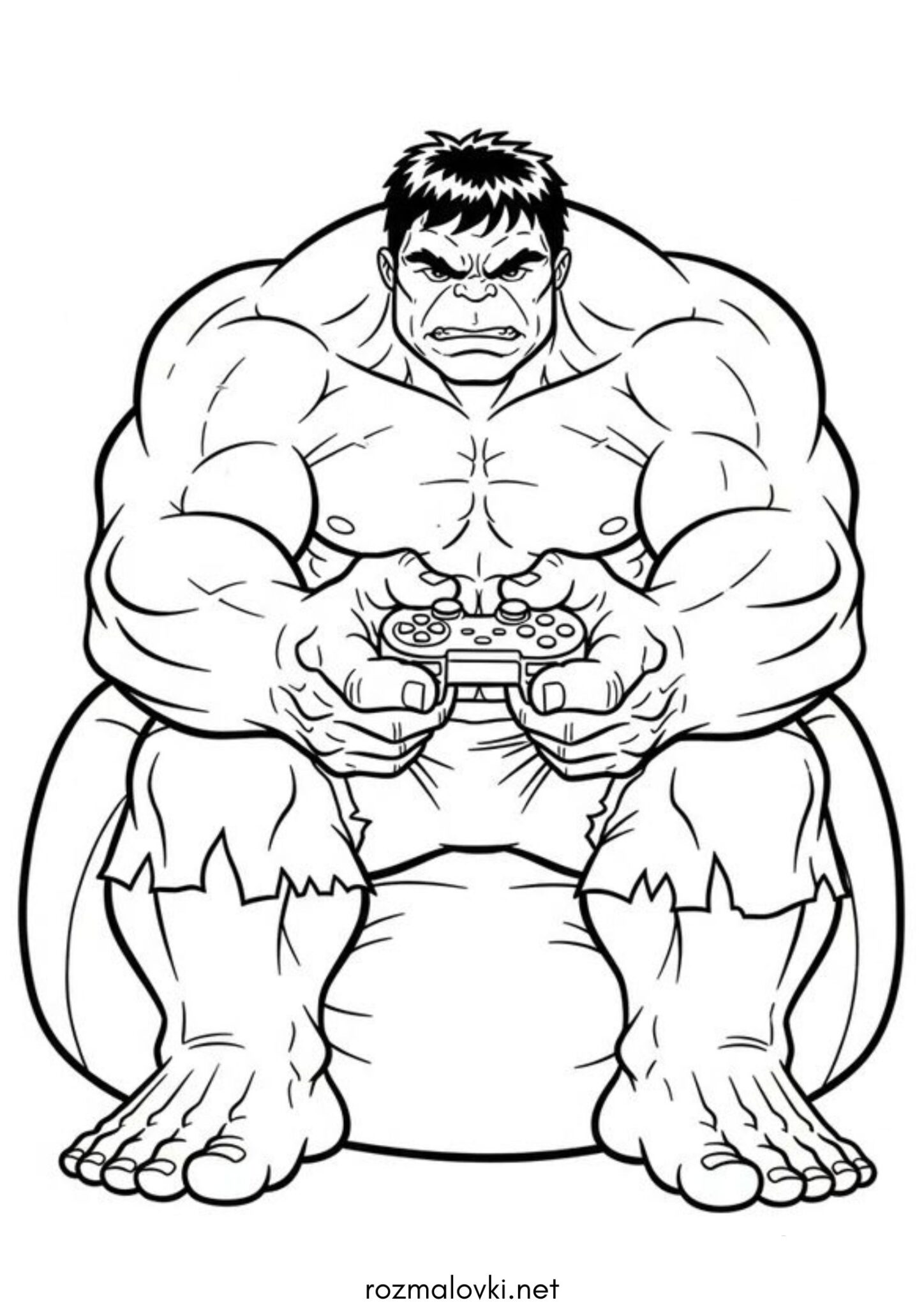 Раскраска Халк грає на приставці