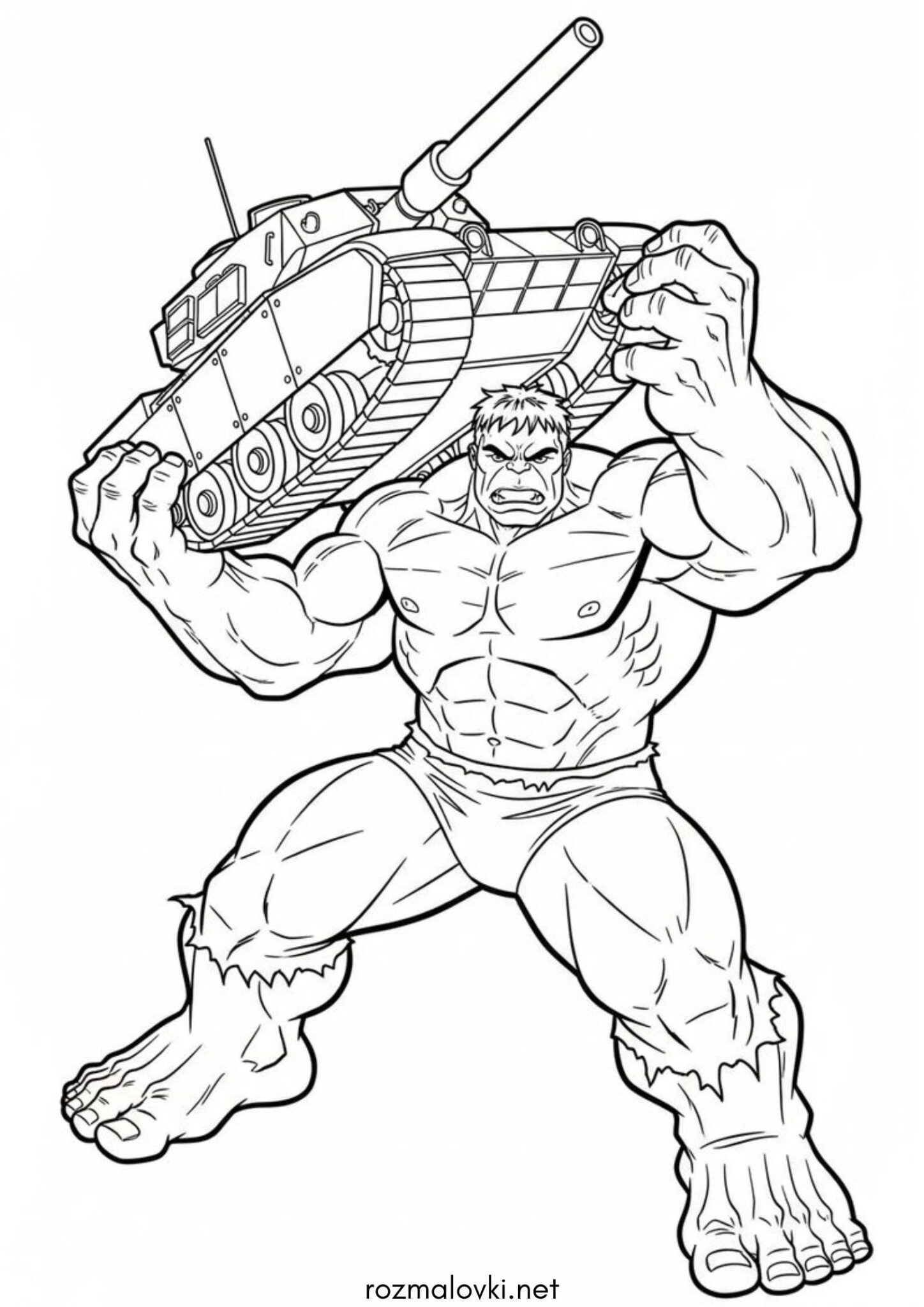 Раскраска Халк з танком