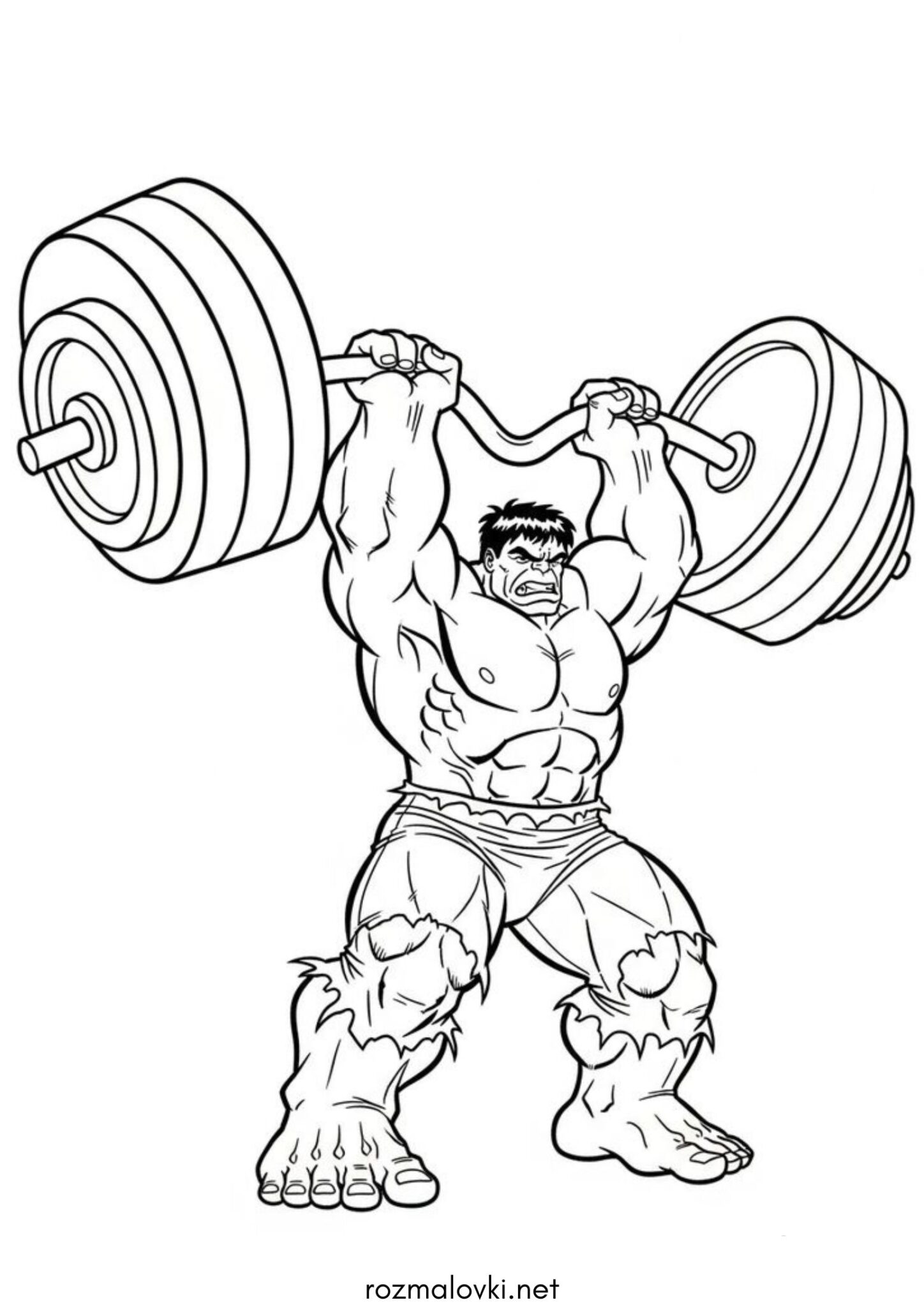 Раскраска Халк зі штангою