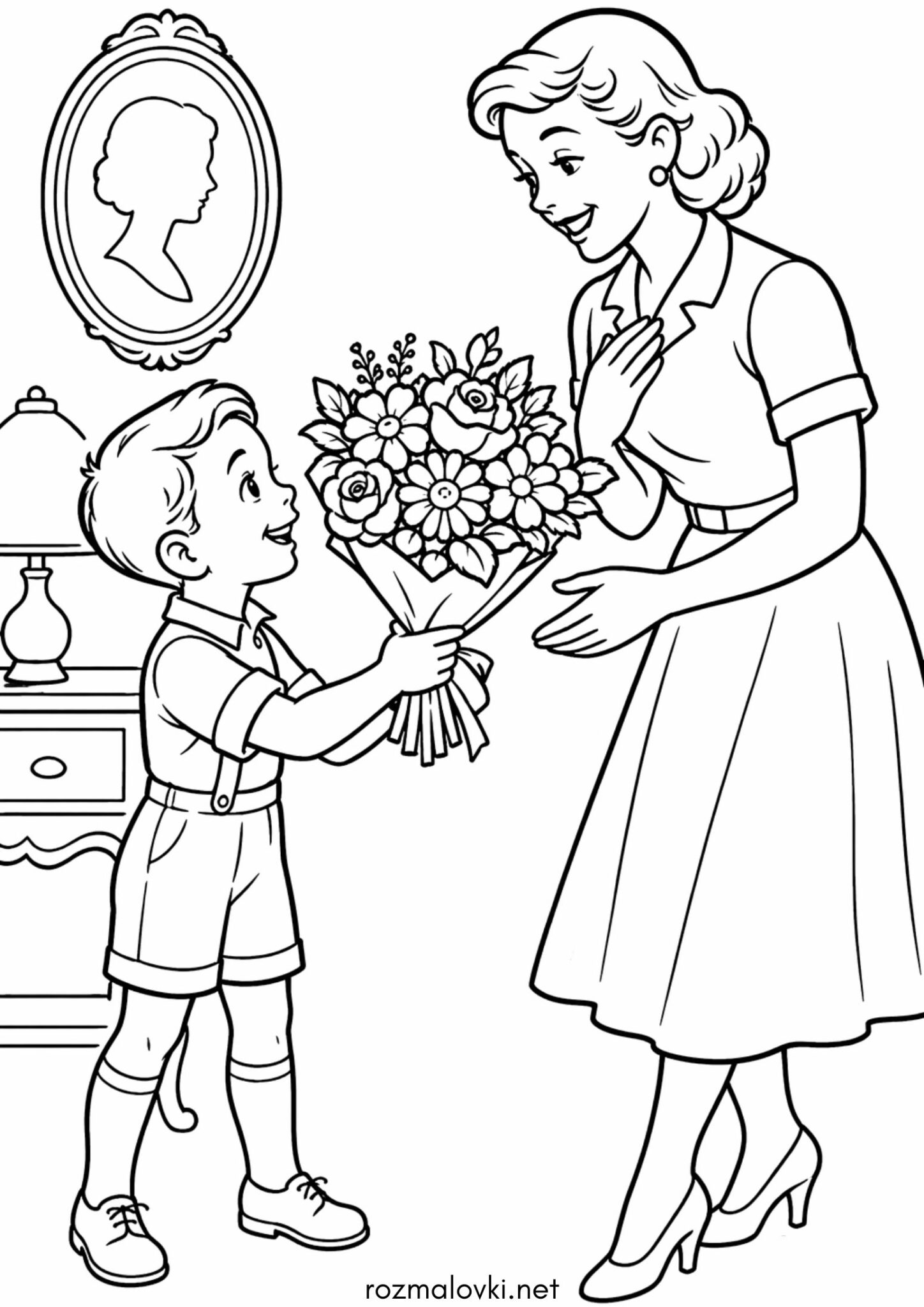 Раскраска До дня матері – Квіти для мами