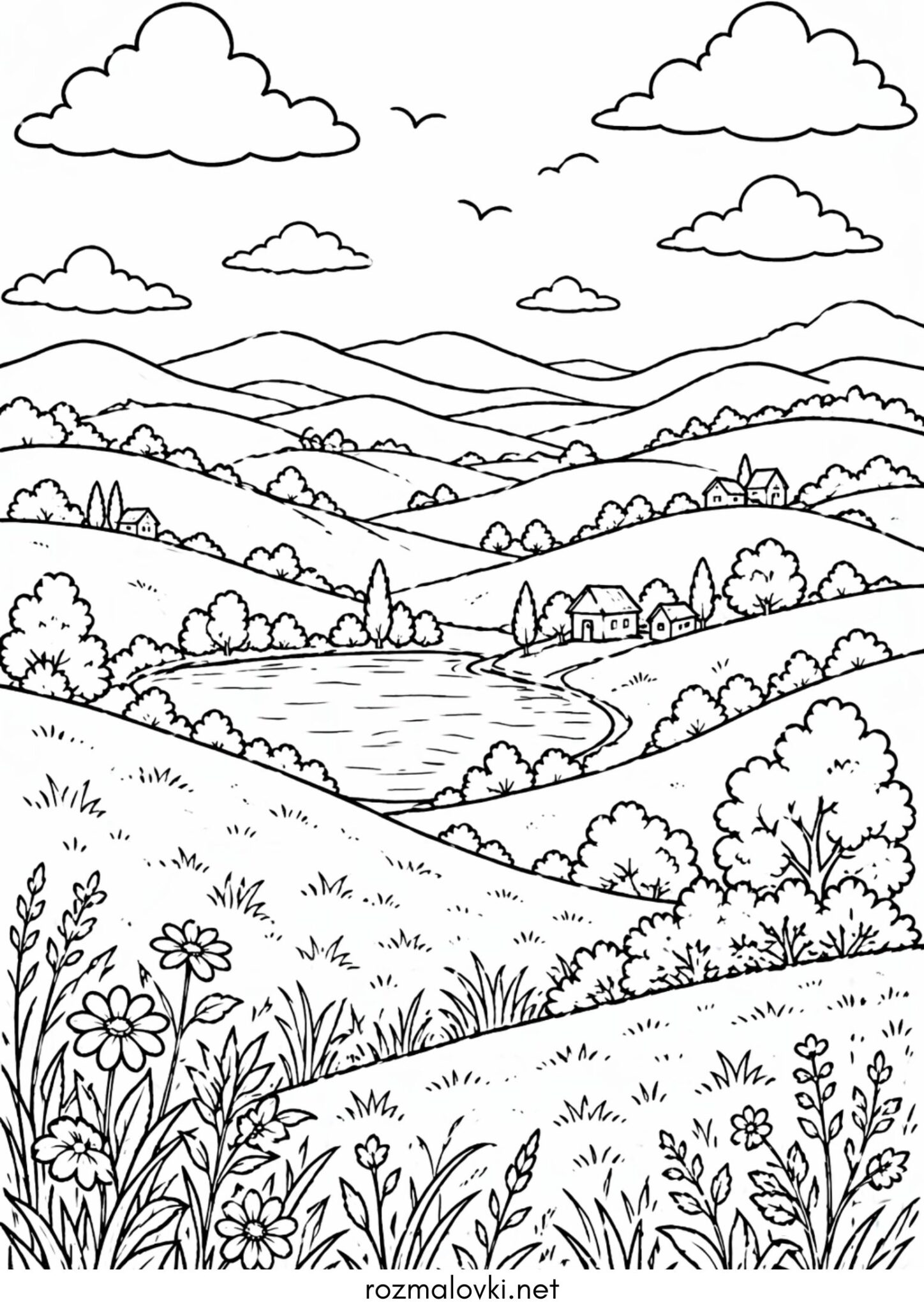 Раскраска Літній пейзаж