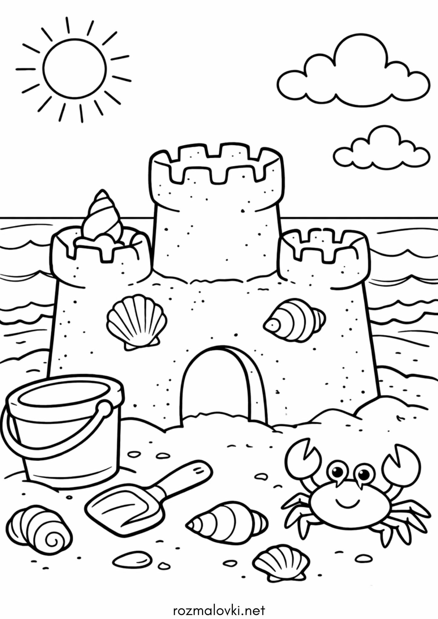 Раскраска Літо – замок на піску
