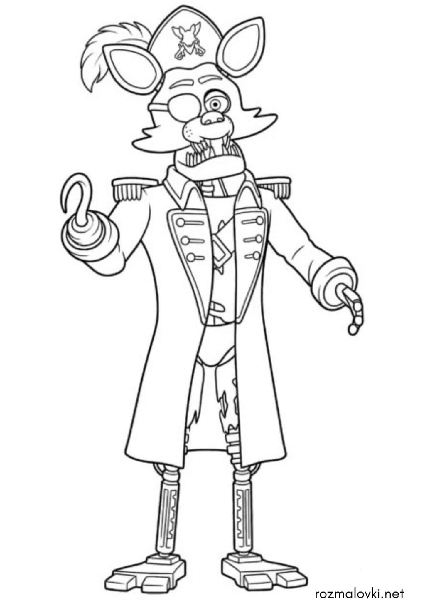 Раскраска Лис Фоксі пірат (FNAF)