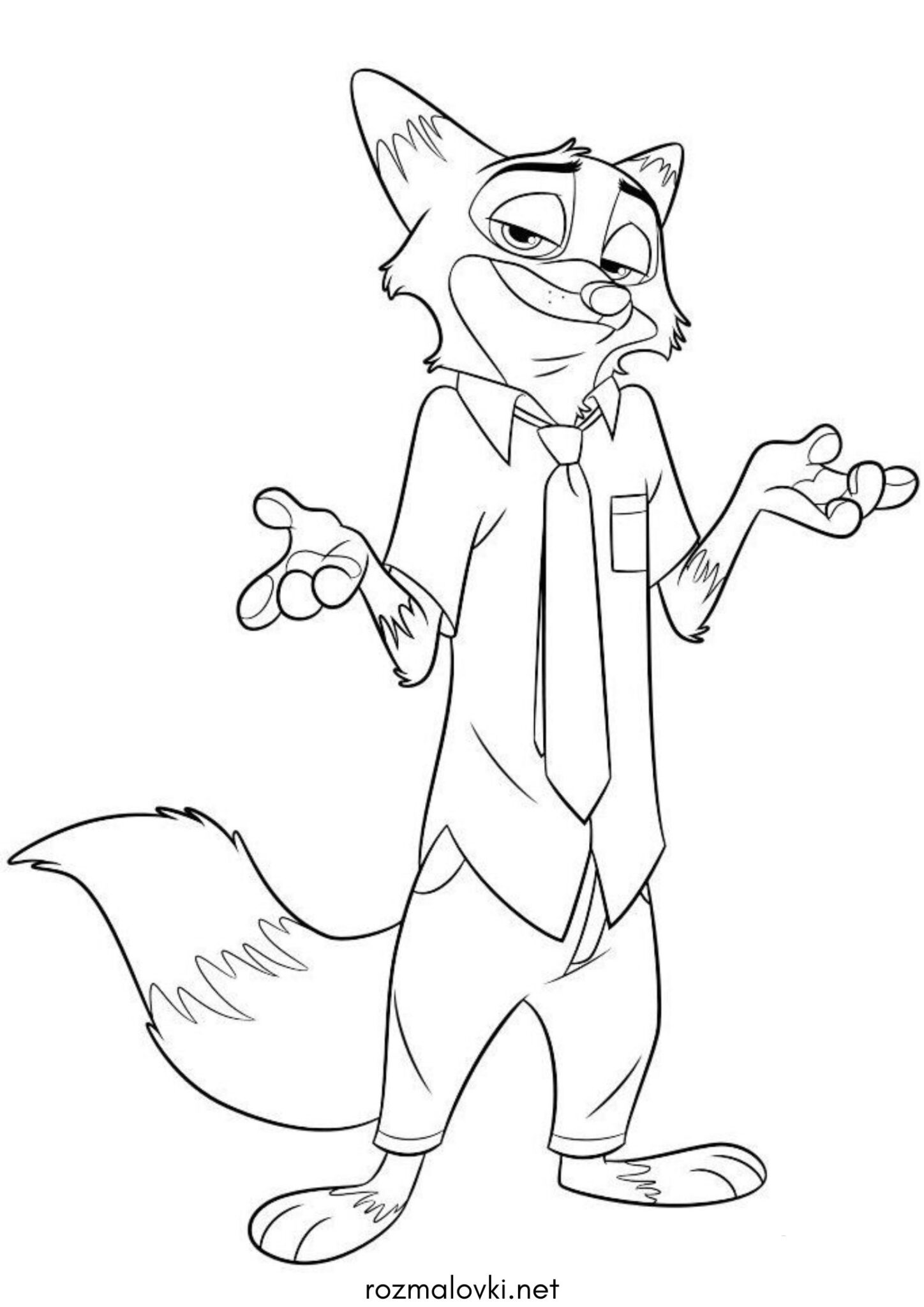 Раскраска Лис Нік Вайлд (Зоотрополіс)