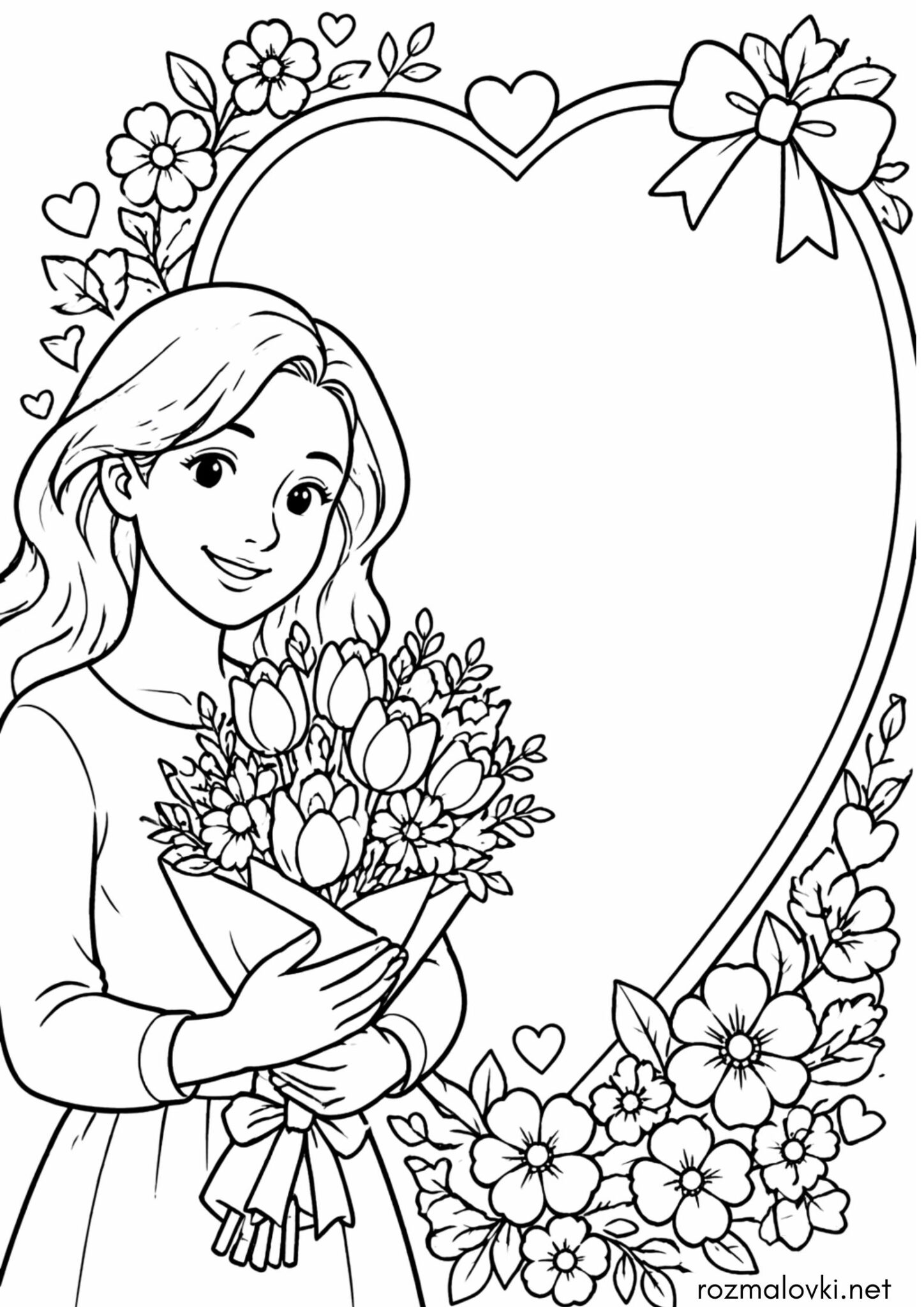 Раскраска Листівка для мами