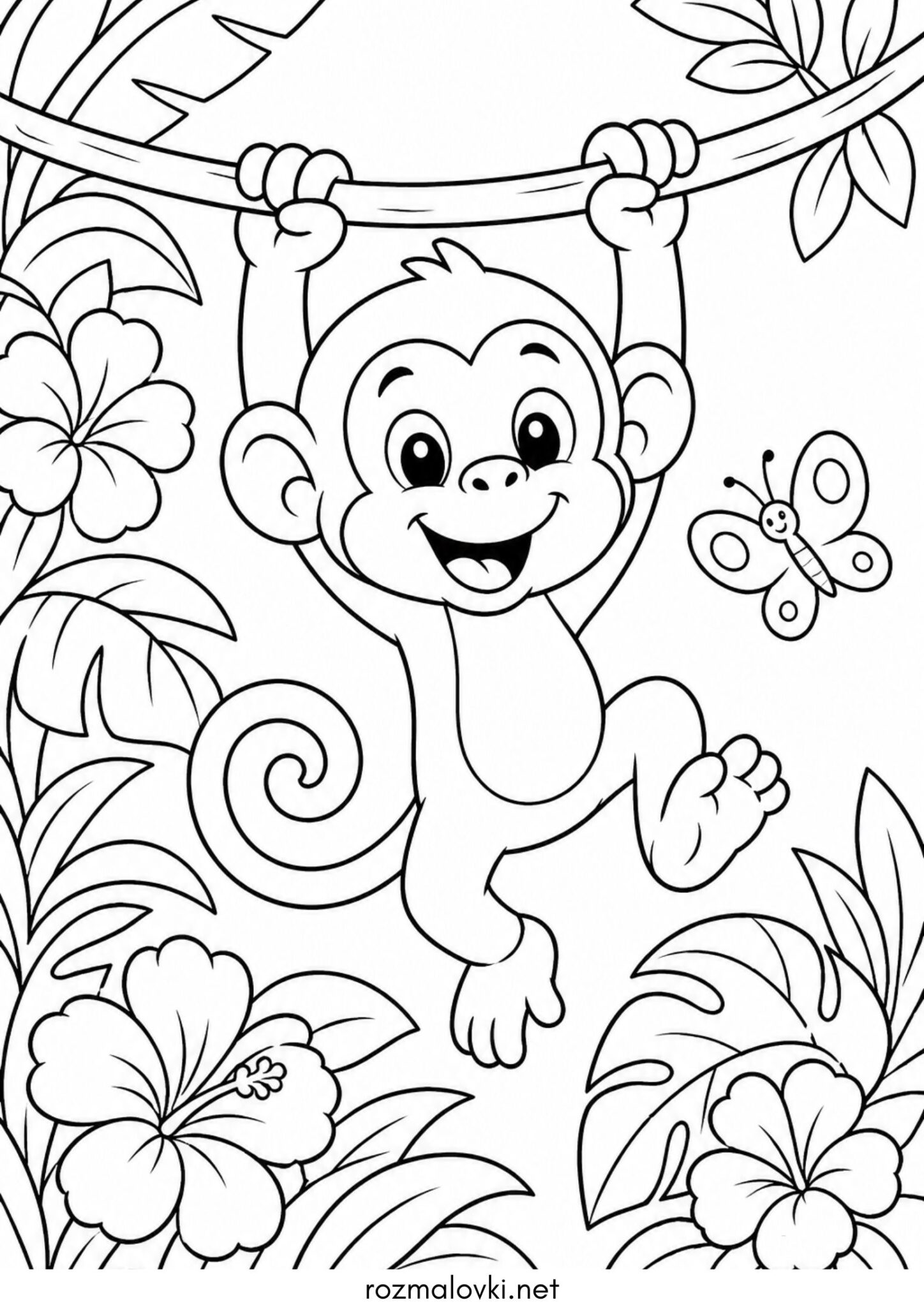 Раскраска Мавпа у джунглях