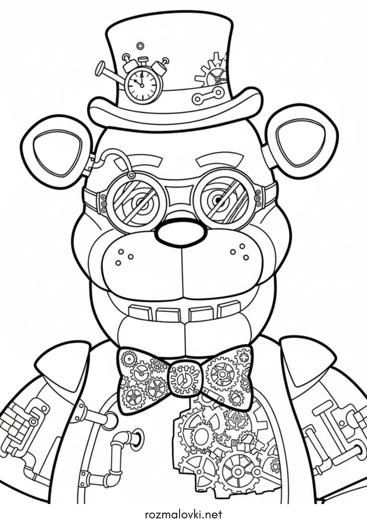 Раскраска Механічний Фредді стімпанк (steampunk) з ФНаФ
