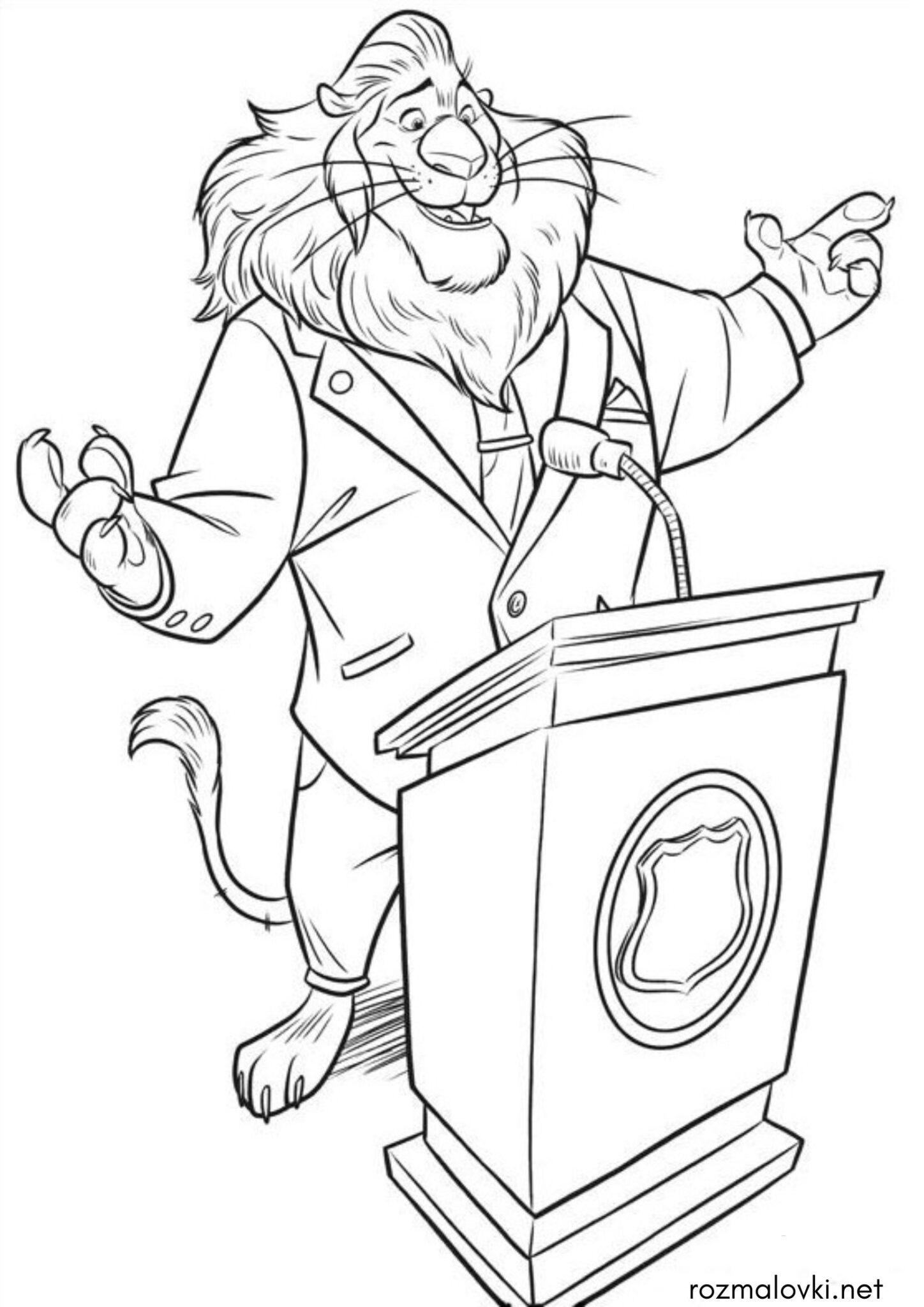 Раскраска Мер міста Зоотрополіс