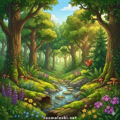 Розмальовки лісу 🌳🌲 Роздрукувати безкоштовно А4, скачати для дітей