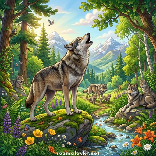 Розмальовки Вовки 🐺
