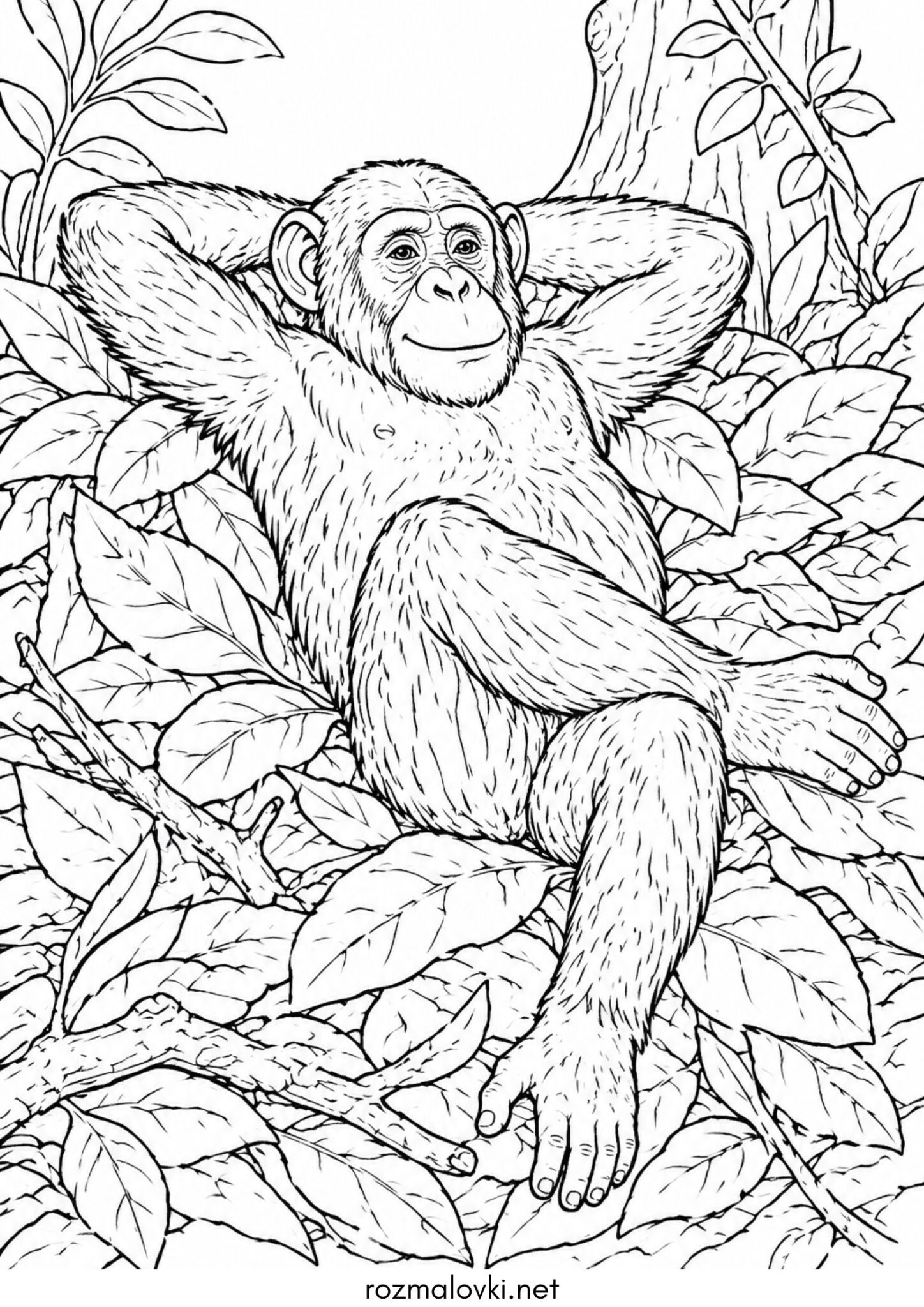 Раскраска Мавпа Шимпанзе
