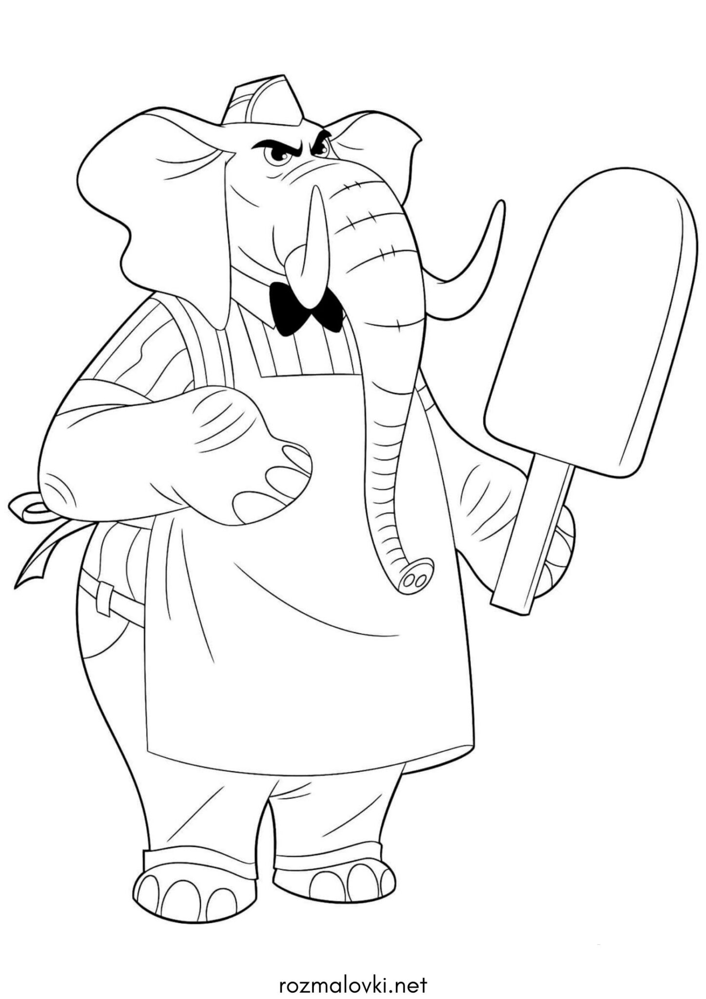 Раскраска Слон Джеррі Джамбу з морозивом (Зоотрополіс)