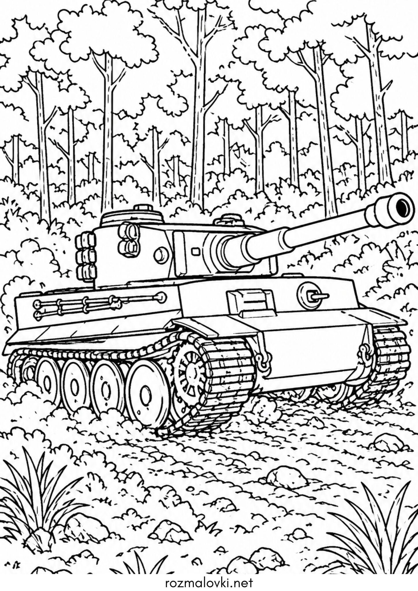 Раскраска Танк Тигр