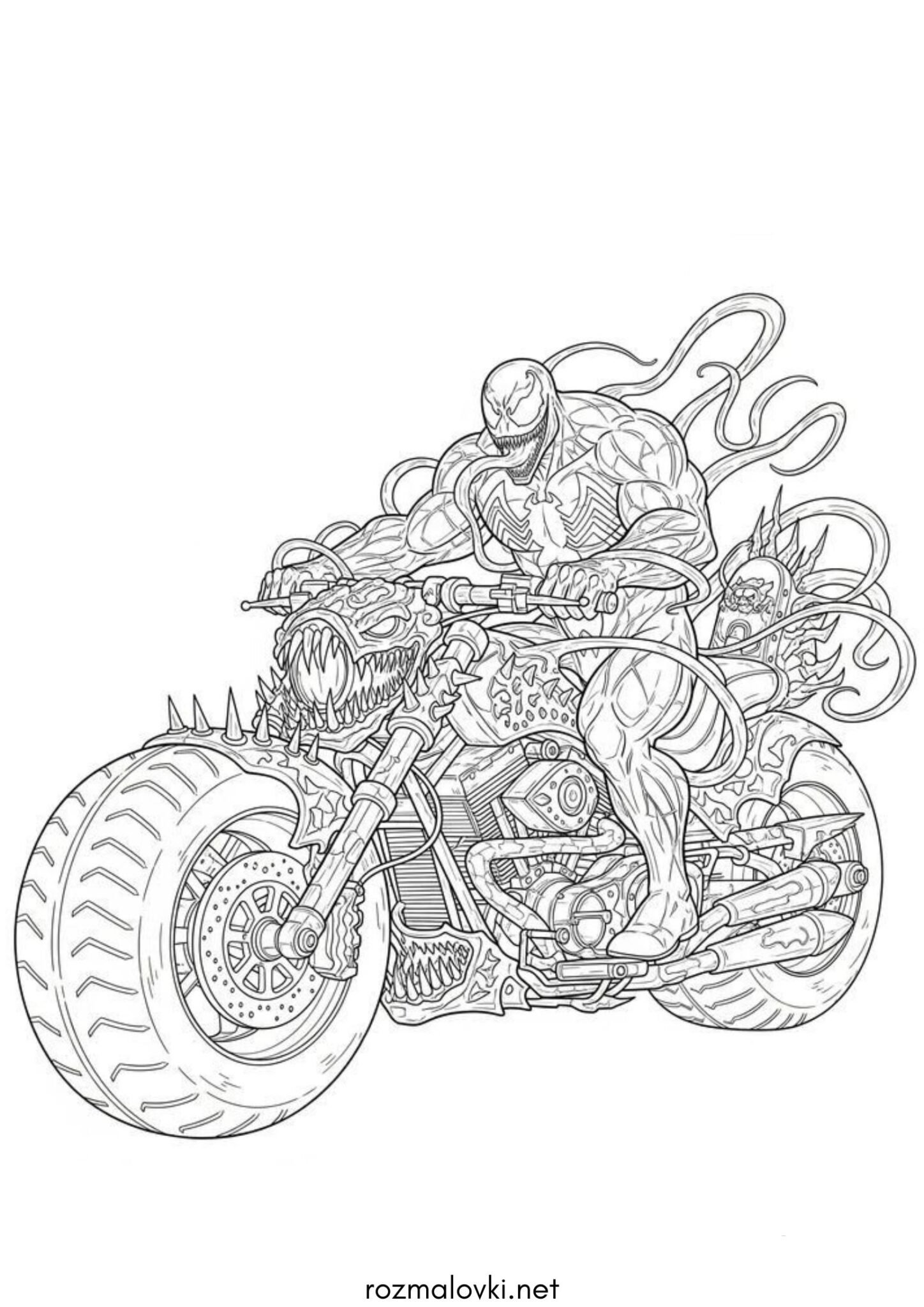 Раскраска Веном на мотоциклі