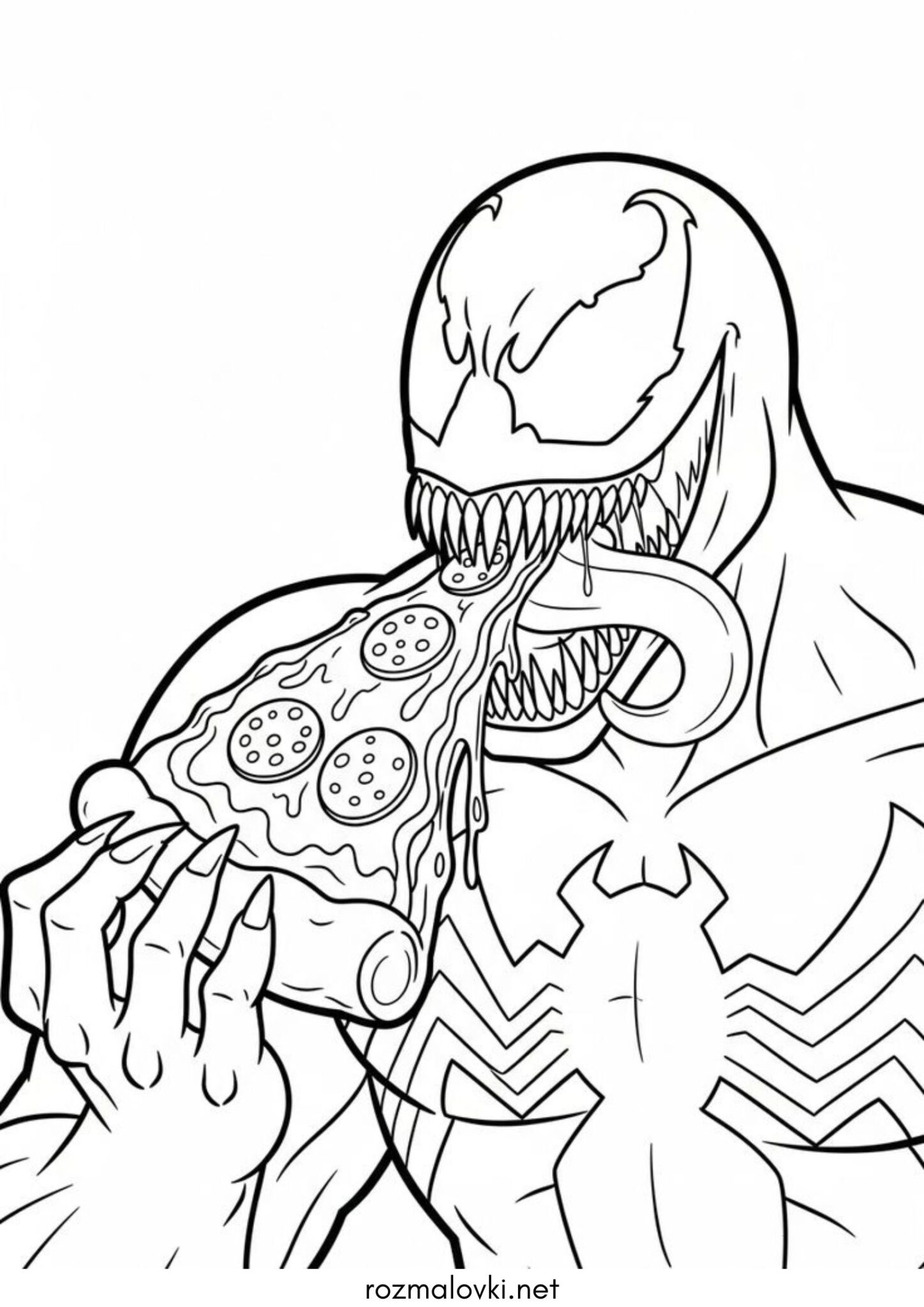 Раскраска Веном та піца