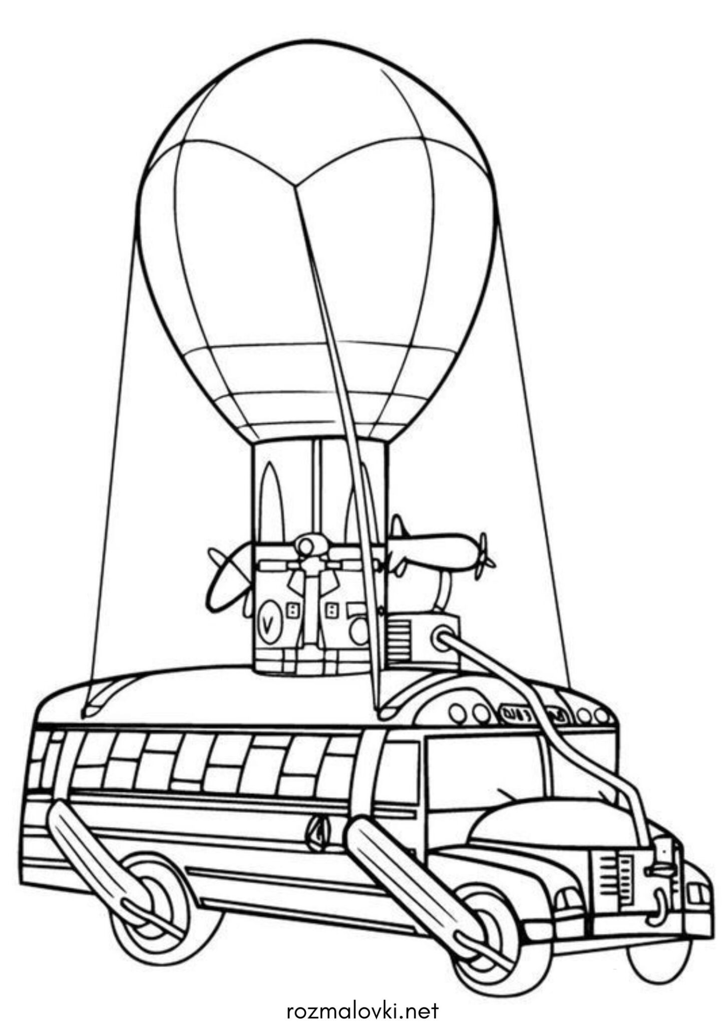 Раскраска Battle Bus Fortnite