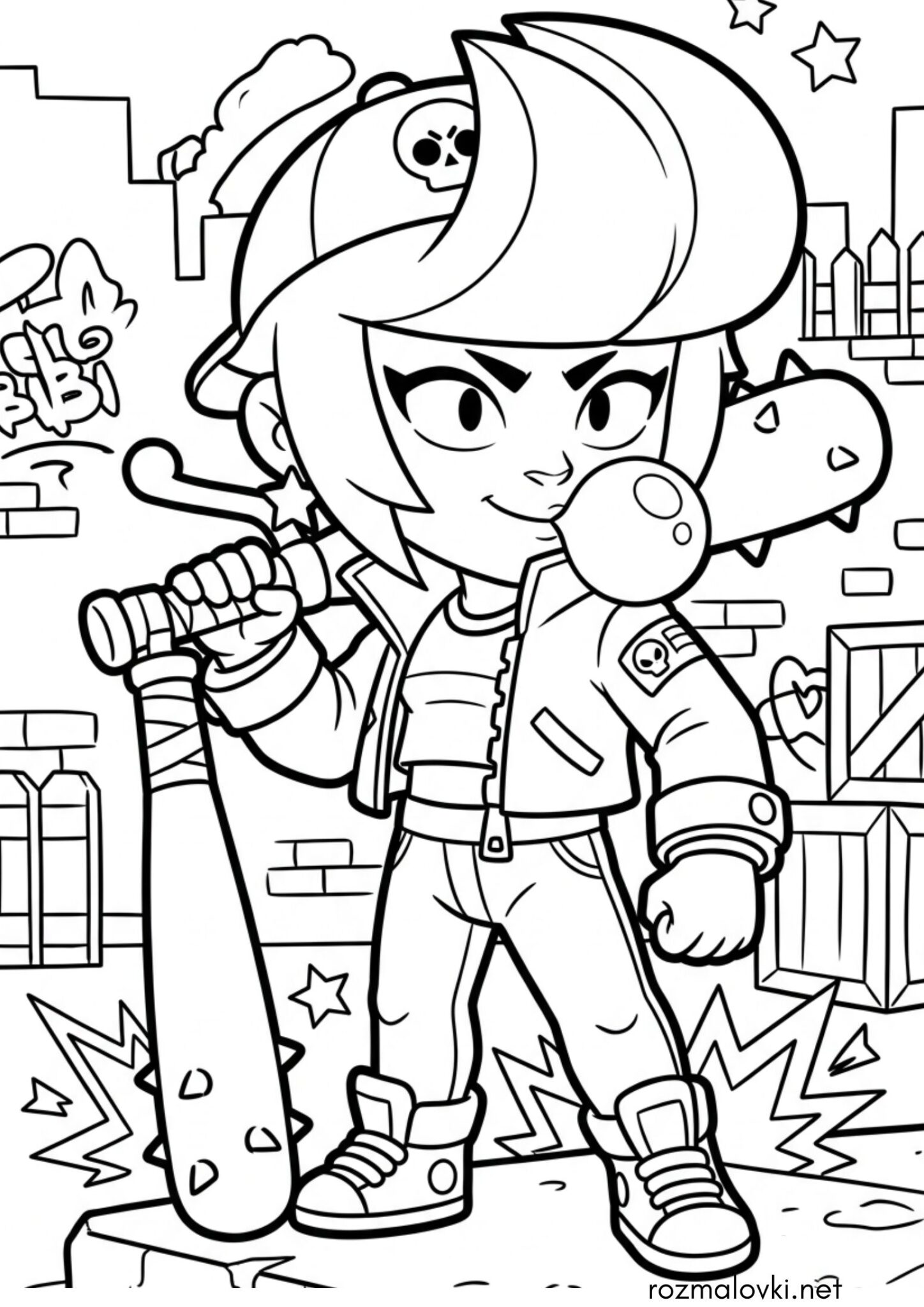 Раскраска Бібі Бравл Старс (Bibi Brawl Stars)