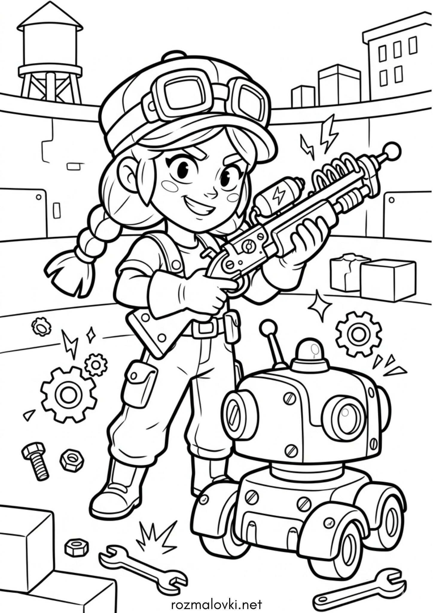 Раскраска Джессі Бравл Старс (Jessie Brawl Stars)