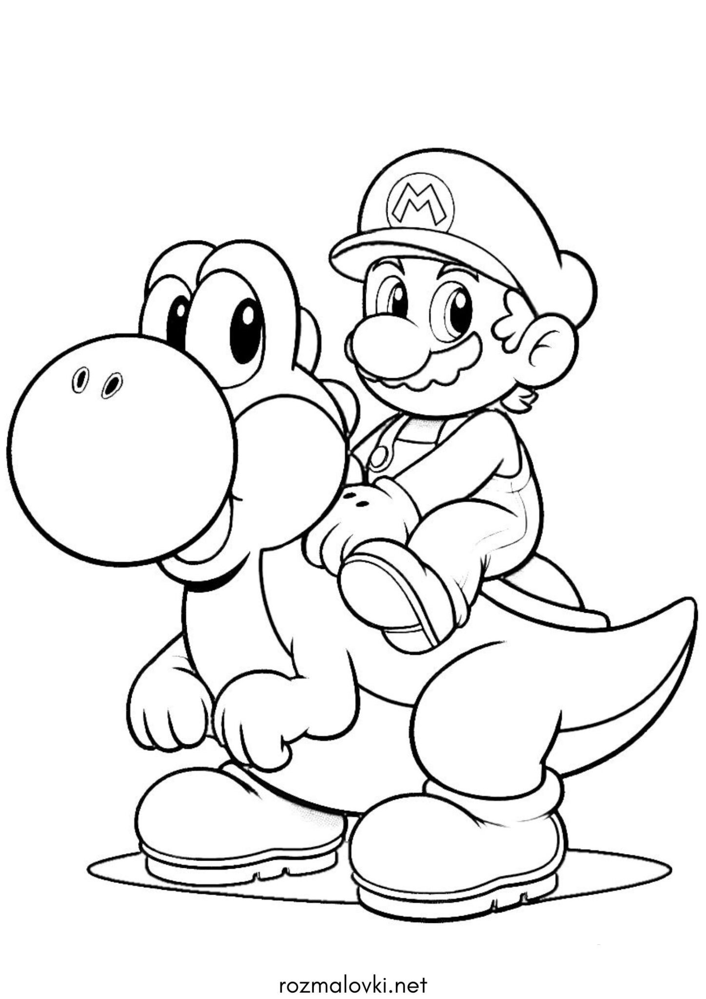 Раскраска Маріо та динозаврик (Super Mario)