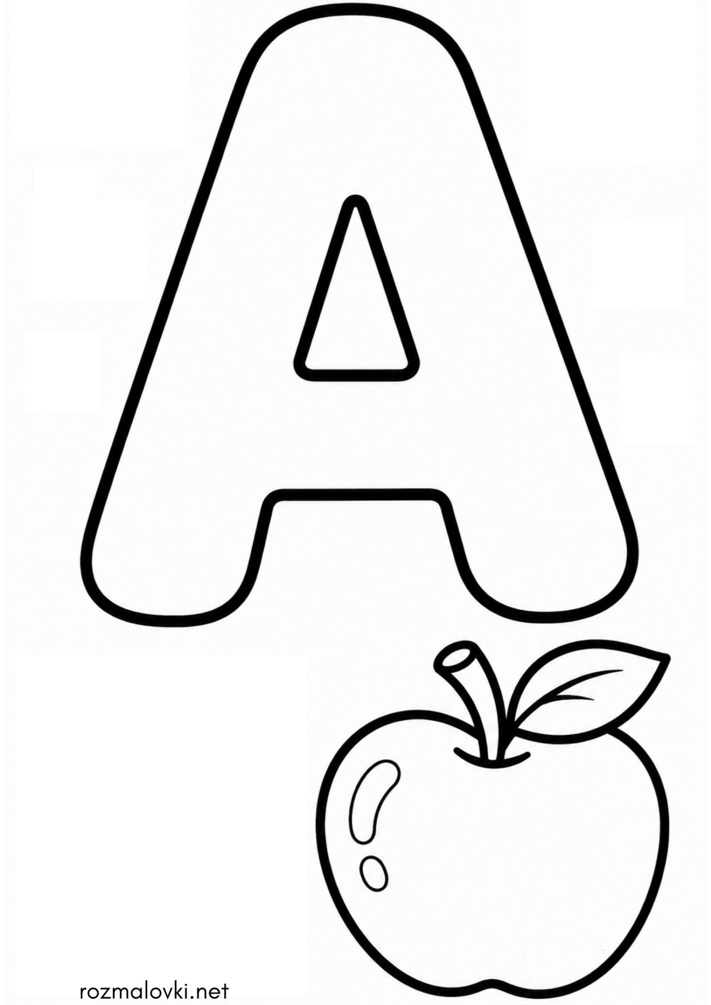 Раскраска Літера A (буква) – Apple