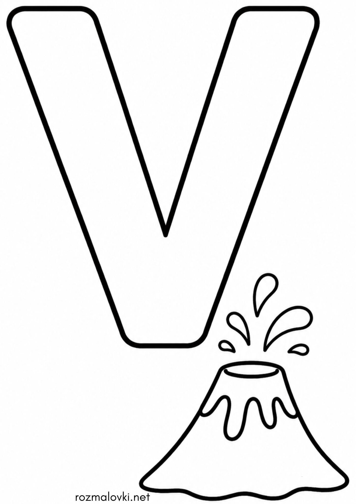 Раскраска Літера V (буква) – Volcano